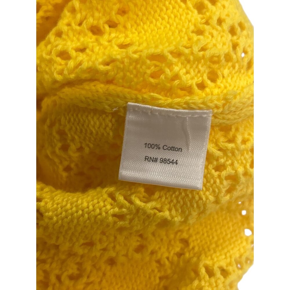 Tabitha Yellow Lace Knit Cardigan Sweater | Medium | 100% Cotton | Retro Cottage - Picture 5 of 7